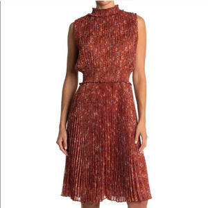 Nanette Lepore - Floral Pleated Sleeveless Smocked Neck and Waist  Dress -Size 2